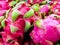 Closeup lots of dragon fruit sell in supermarket