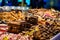 Closeup of Loughborough Fair fudge stall with multiple flavors and colors