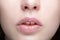 Closeup macro portrait of female part of face. Human woman lips