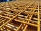 Closeup macro shot of abstract rebar scaffolding  - concept of construction