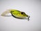 Closeup and macro shot of plastic artificial bait squid for fishing with white background.