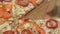 Closeup Macro Taken Italian Pizza Slice Hot and Tasty