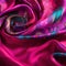 A closeup of a magenta silk scarf with an abstract pattern. Trendy color of 2023 Viva Magenta.. AI generation