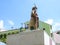 Closeup of maharaja of the Kingdom of Mysore Sri Chamarajendra Wodeyar Bahadur Statue near Kurubarahalli Circle