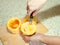 Closeup of making stuffed vegetable