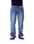 Closeup of man in blue jeans denim pants isolated on white