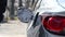 Closeup of man filling benzine gasoline fuel in car at gas station