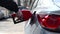 Closeup of man filling benzine gasoline fuel in car at gas station