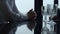 Closeup man hands folding together on served cafe glass table. Business concept