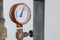 Closeup of manometer, measuring gas pressure.