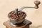 Closeup manual coffee grinder