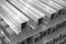 Closeup of many aluminum radiators for cooling electrical equipment