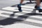 Closeup on marathon runners legs and feet with motion blur
