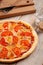 Closeup on margherita pizza with tomatoes