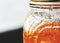 Closeup of marmalade in glass jar