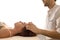 Closeup of masseur doing massage client
