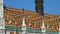 Closeup of the Matthias Church roof tiles, Fisherman`s Bastion, Budapest, Hungary on a bright sunny day