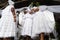 Closeup of the Members of the Candomble religion during a religious celebration