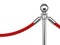 Closeup metallic stanchions with rope