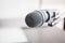 Closeup of microphone in lecture room background speech in seminar convention hall room. Mic speaker of teacher on podium in