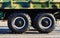 Closeup of military truck chassis