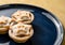 Closeup of mince pies served on a dish, a traditional Christmas dessert