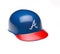 Closeup of a mini collectable batters helmet for the Atlanta Braves