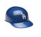 Closeup of a mini collectable batters helmet for the Los Angeles Dodgers