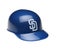 Closeup of a mini collectable batters helmet for the San Diego Padres