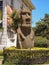 Closeup of Moai statue on display in front of Fonck Museum, Vina Del Mar, Chile