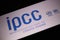 Closeup of mobile phone screen with logo lettering of ipcc intergovernmental panel of climate change