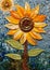 A Closeup of a Mosaic Sunflower Background