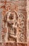 Closeup of mural sculpture of dancing woman at Virupaksha temple, Hampi, Karnataka, India