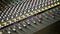 Closeup Musical Mixing Console Guy Hand Pushes Faders