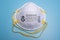 Closeup of N95 respirator. This respirator filter out at least 95% airborne particle including bacteria and virus