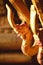 Closeup of a Naga Statue under the sunlight in Wat Xieng Thong in Luang Prabang, Laos