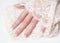 Closeup of nails with beautiful french manicure