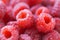 Closeup of natural tasty colourful raspberry with copy space