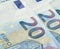 Closeup of new banknote of twenty euros background