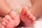 Closeup new born infant baby feet