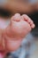 Closeup of newborn baby foot