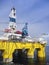 Closeup of offshore drilling rig in Gulf of Mexico, petroleum industry