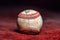 Closeup of old baseball with red stitching for background illustration generative ai