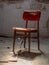 Closeup old chair in rustic vintage style room. Horror background concept