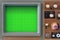 Closeup of old oscilloscope display