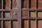 Closeup of old rusty metal lock and keyhole on a old iron door as a beautiful vintage background. Fragment of old rusty