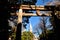 Closeup of one of the huge torii of the Meiji Jingu Shinto temple