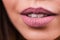 Closeup of open lips of beautiful woman