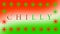 closeup the orange green color with writing red chilly on the orange green background