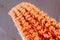 Closeup orange old cleaning brush bristle